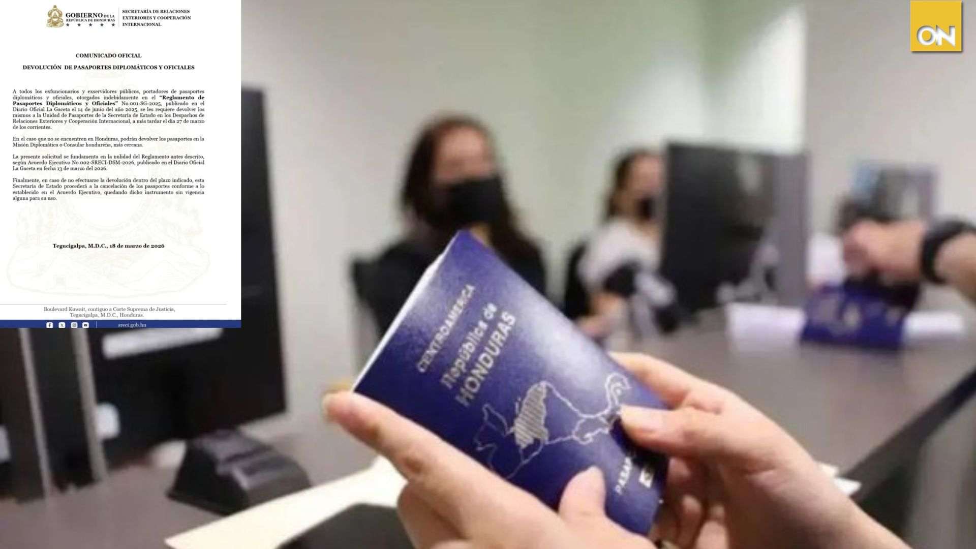 Cancillería exige devolución de pasaportes diplomáticos a exfuncionarios antes del 27 de marzo