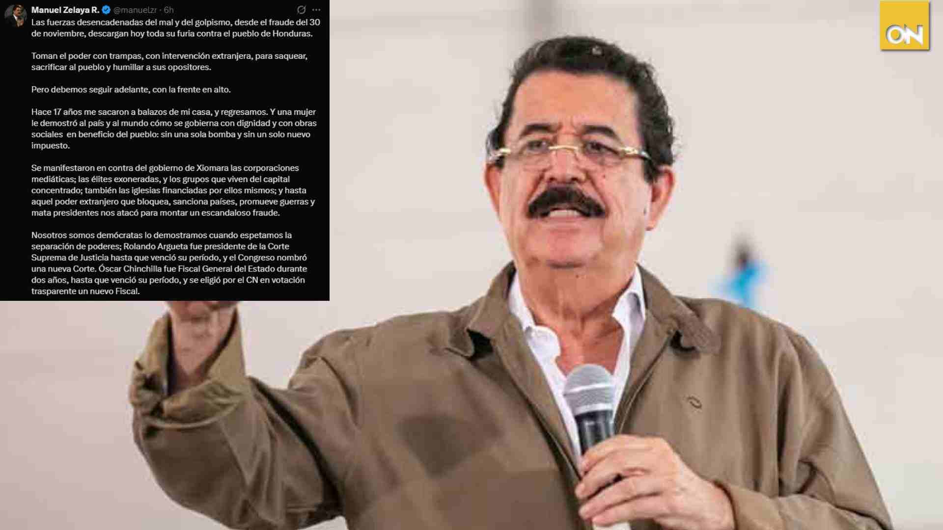 Manuel Zelaya arremete contra el Congreso: “Son déspotas, despiadados, odian la democracia”