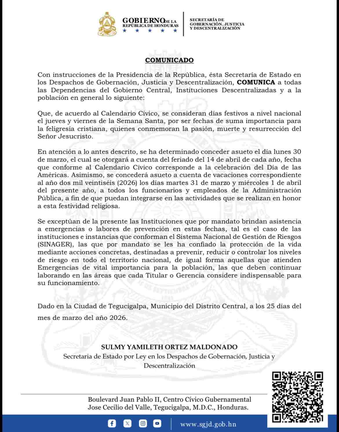 Gobierno asueto Semana Santa