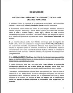 Ana García de Hernández calificó como “absolutamente falso” que el exgobernante tenga alguna responsabilidad en el crimen del hijo de Pepe Lobo