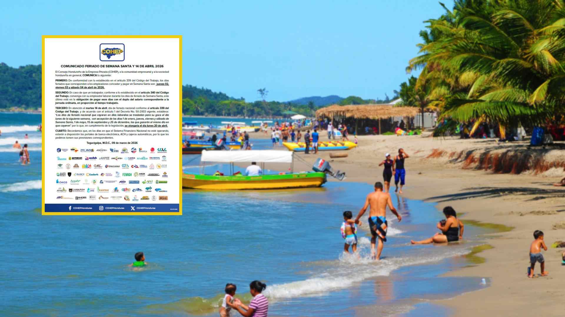 ¿Cuándo serán? Cohep informa sobre feriados de Semana Santa y el 14 de abril de 2026