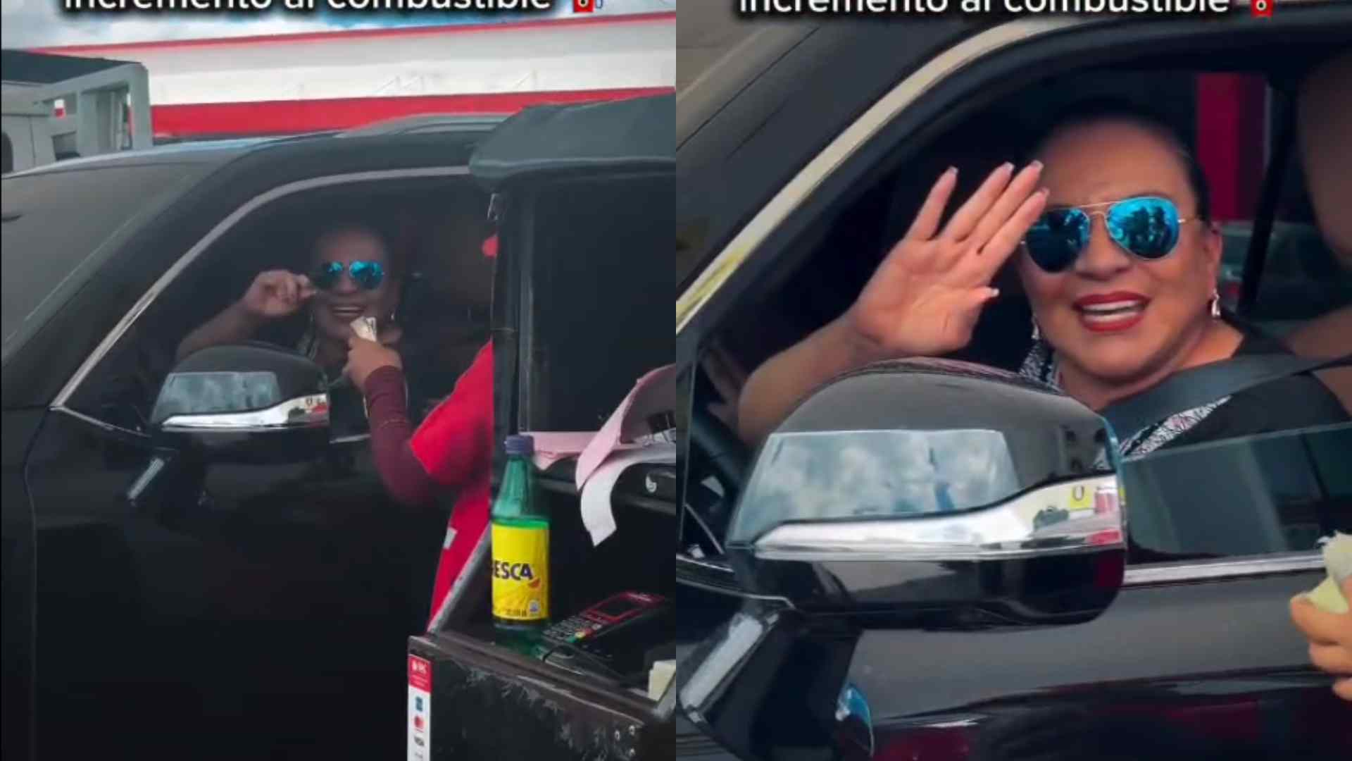 VIDEO: hondureño capta a la expresidenta Xiomara Castro en una gasolinera de Juticalpa