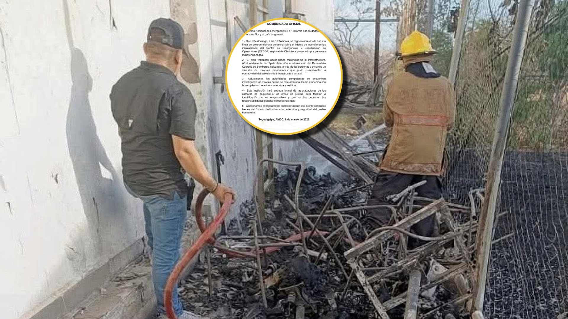 911 denuncia intento de incendio en instalaciones en Choluteca