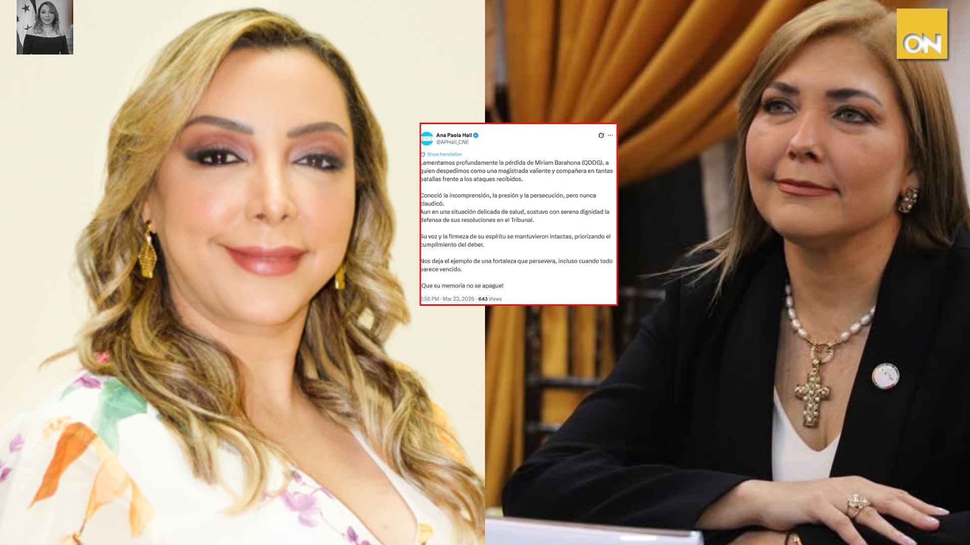 Ana Paola se pronuncia por el Fallecimiento de Miriam Barahona