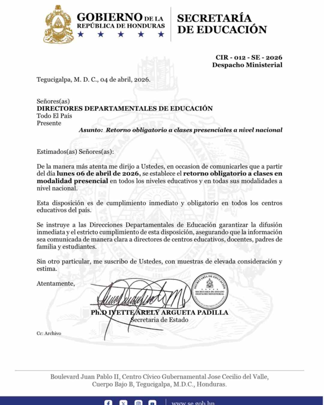 Clases Honduras 6 abril (1) ¿En qué departamentos de Honduras se regresará a clases presenciales a partir del 6 de abril?