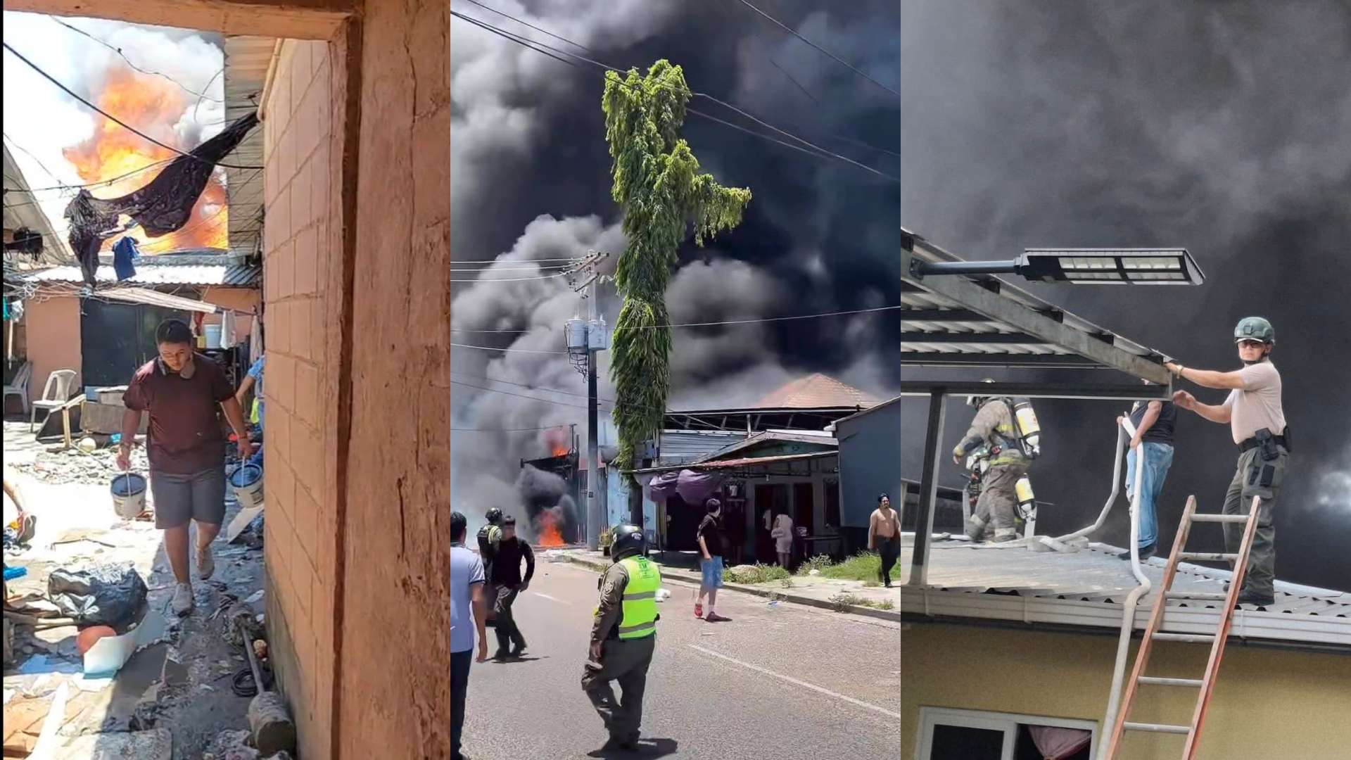 Incendio de grandes proporciones consume negocios y alarma a vecinos en barrio Medina de SPS