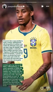 Así reaccionó João Pedro tras no entrar en la lista de Brasil