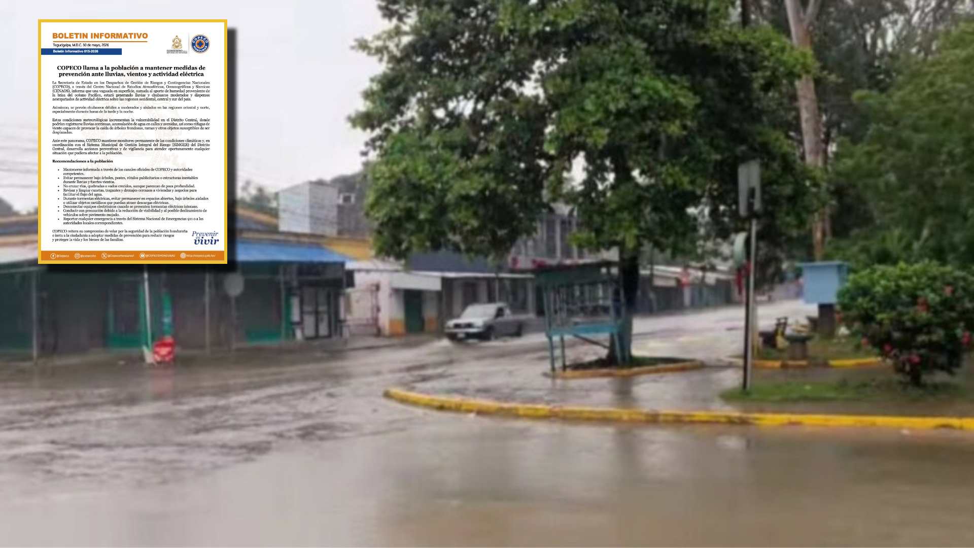 Recomendaciones de Copeco ante lluvias en Honduras