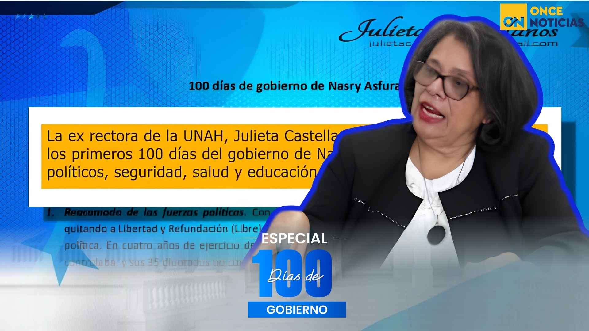 Julieta Castellanos analiza los primeros 100 días y advierte crisis del bipartidismo