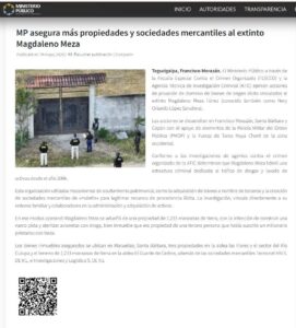 Estructura vinculada a Magdaleno Meza habría ocultado bienes mediante empresas mercantiles