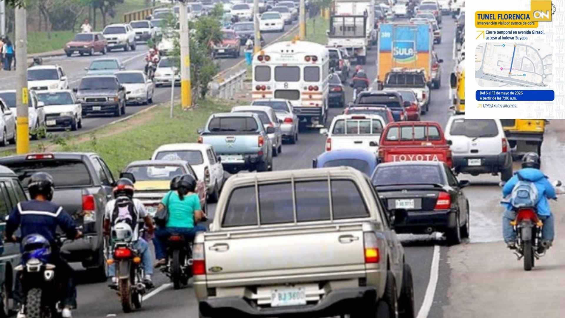 Tráfico en Tegucigalpa Esta avenida estará cerrada en la capital durante estos días
