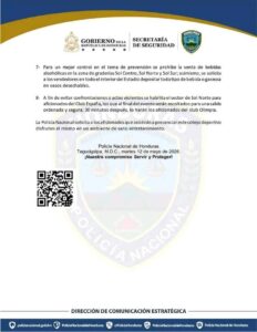 Así será el operativo de seguridad para el Olimpia vs España en Tegucigalpa