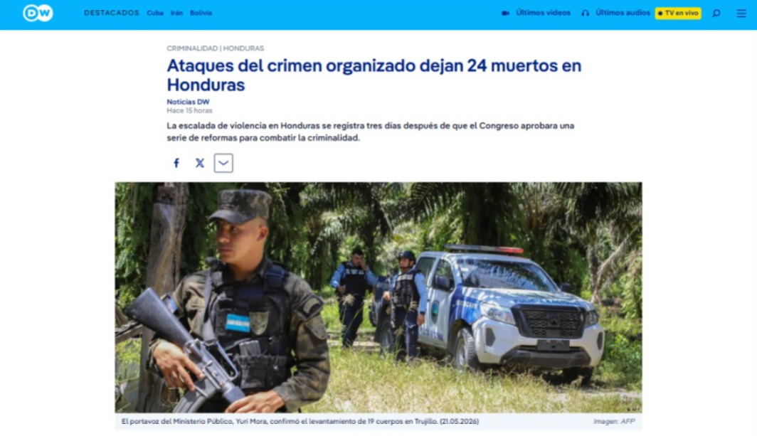 Así informan medios internacionales de masacres en Honduras