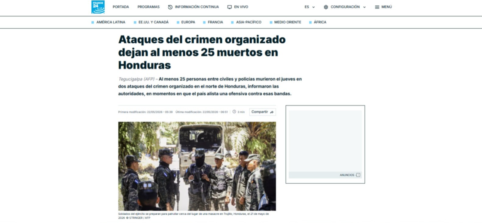 Así informan medios internacionales de masacres en Honduras