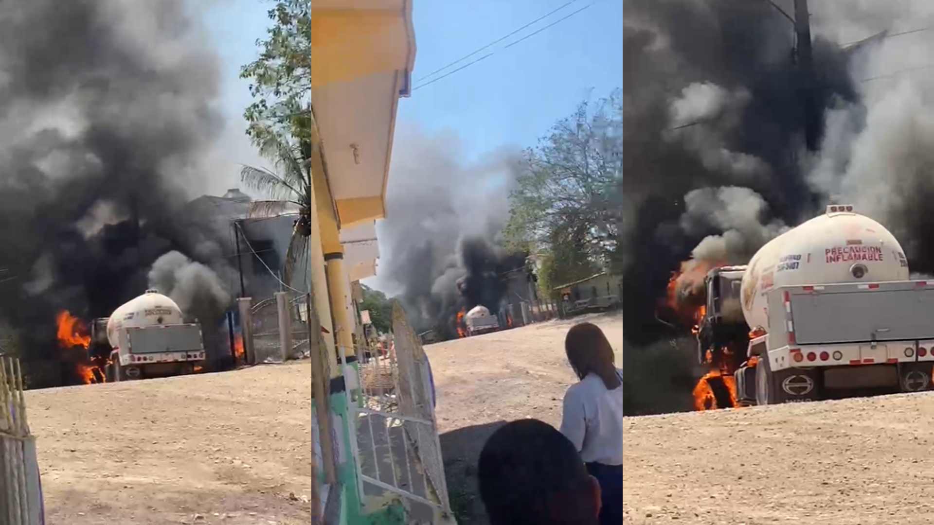 Incendio en cuartería de Olancho deja varias personas con quemaduras y alarma por camión con gas