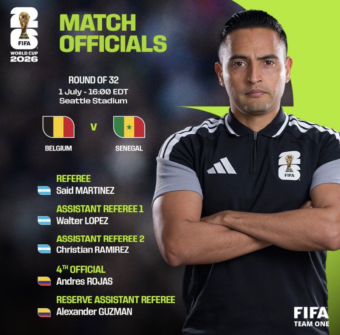 FIFA vuelve a designar a Saíd Martínez para un partido del Mundial 2026