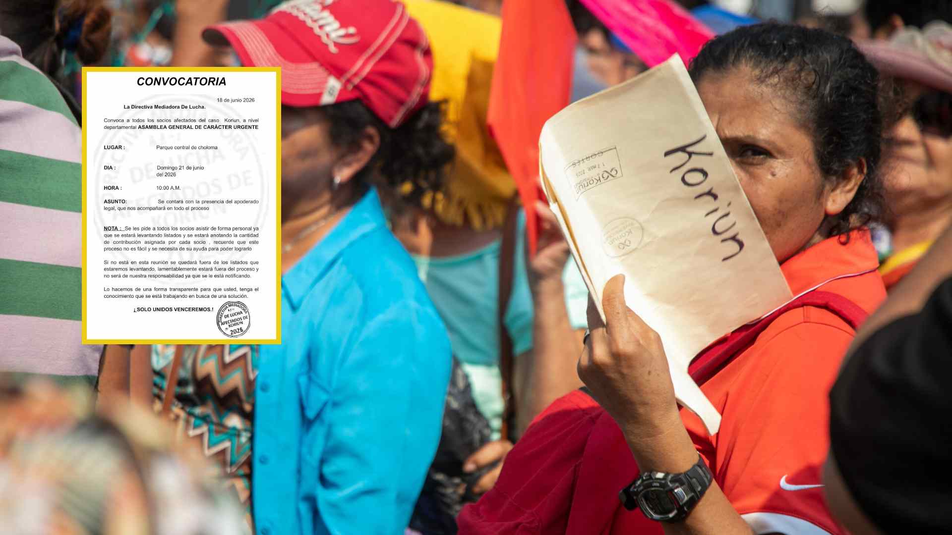Convocan asamblea urgente para socios afectados del caso Koriun en Choloma