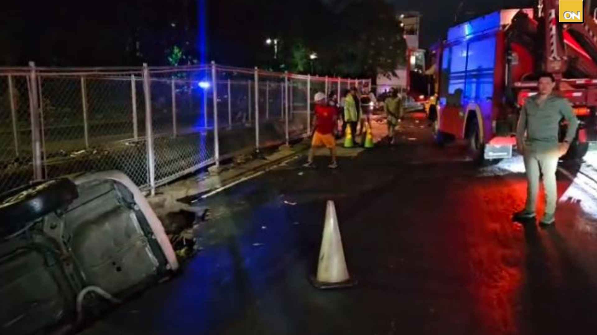 Mujer sobrevive tras caer con su vehículo en un socavón provocado por las lluvias en San Pedro Sula
