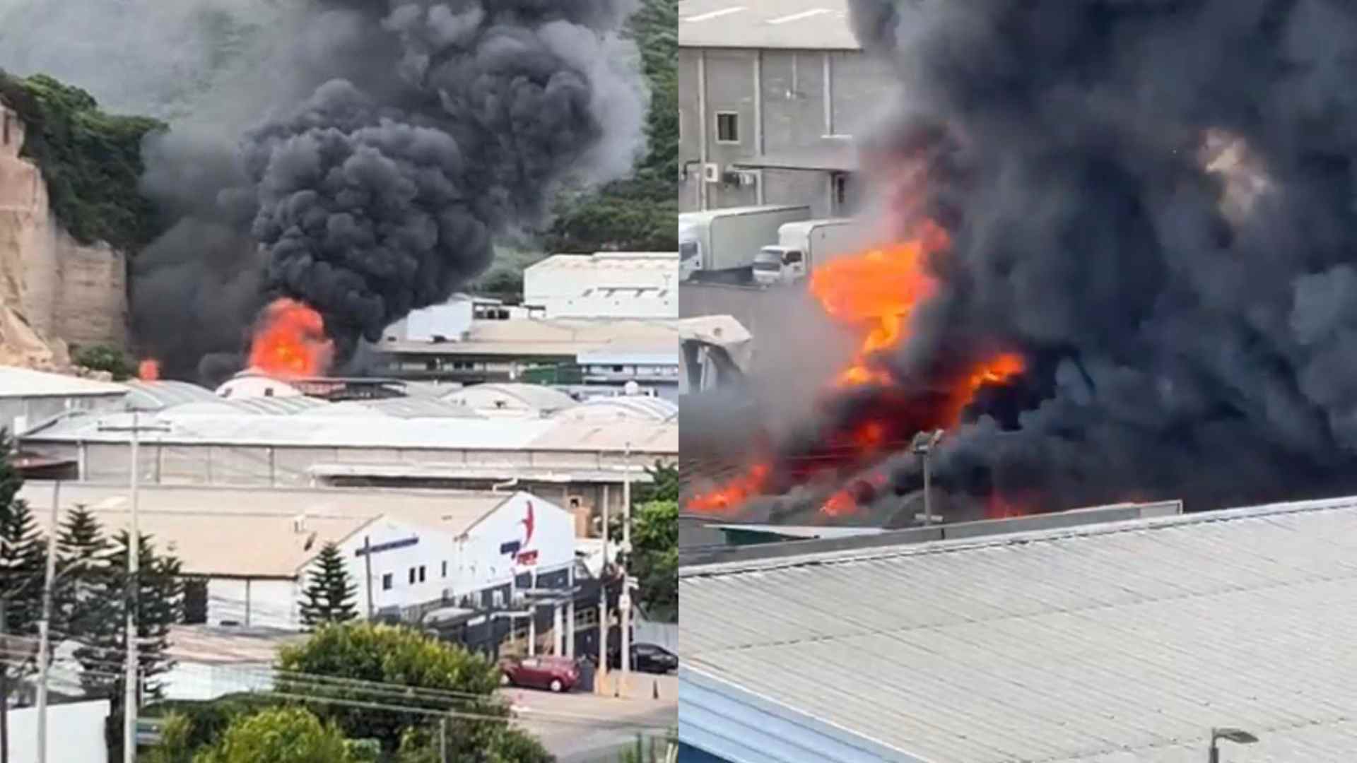 Cerro se desploma en Loarque y causa incendio en complejo de bodegas del Anillo Periférico