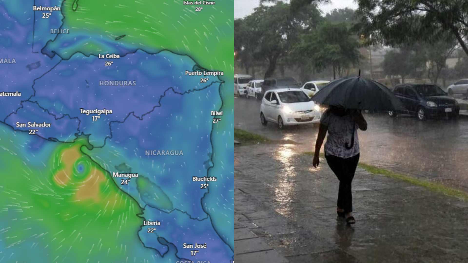 Trayectoria de tormenta Cristina y zonas afectadas en Honduras