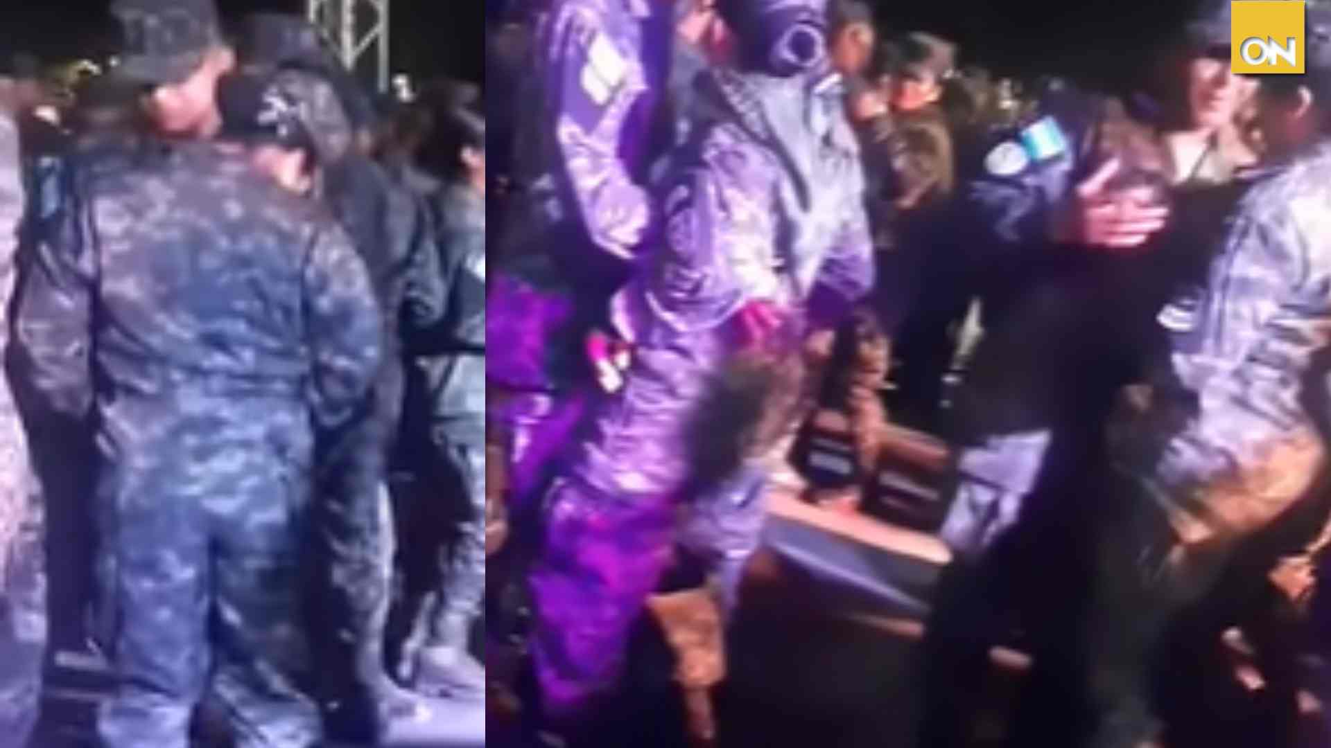 Militares hondureños bailando fiesta