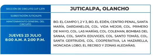 zonas sin luz 23 de julio