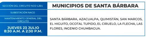 zonas sin luz 23 de julio