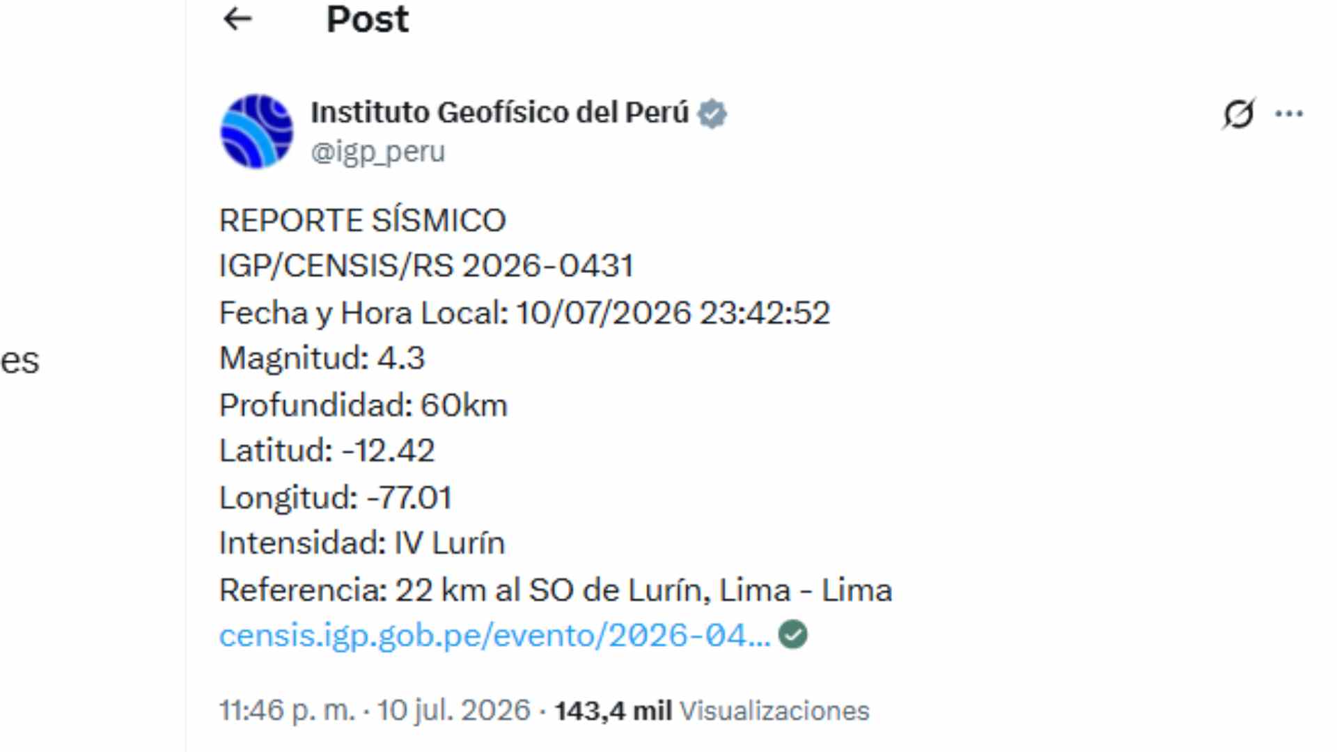 Temblor en Lima: sismo sacude la capital de Perú y genera alerta entre ciudadanos